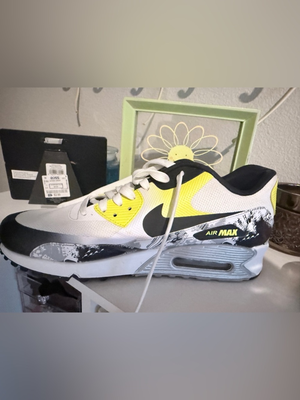 Nike Air Max White Black Yellow Graphic Men's Sneaker